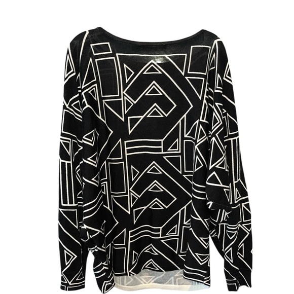 Ralph Lauren Black and White Geometric Long Sleeve Top Size - Picture 3 of 8